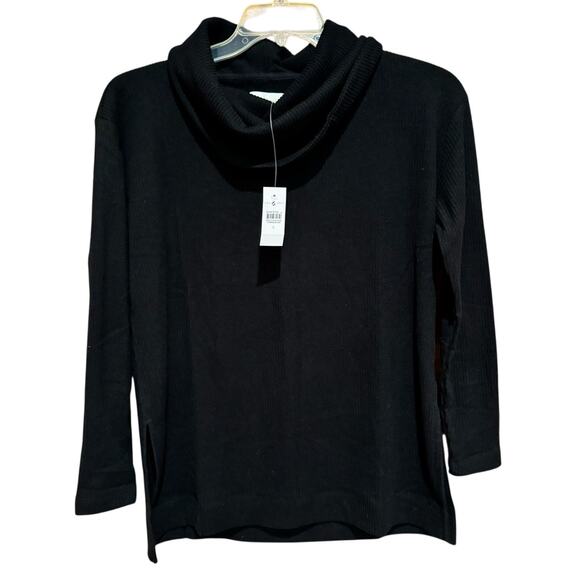 NWT Lou & Grey Brushed Rib Cowl Neck Top Black Size S Minimalist Office Preppy - Picture 5 of 13